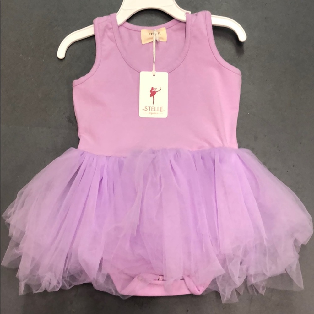 Girls Organic Purple Tutu skirted onesie